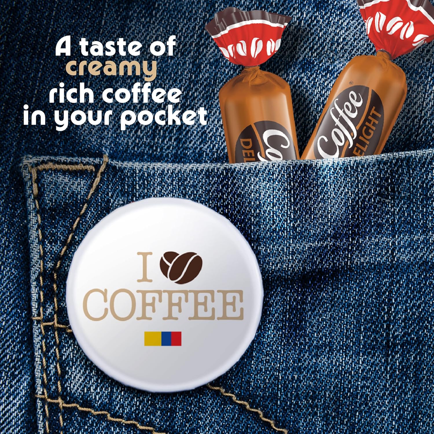 Colombina Coffee Delight Chewy Candy, Gluten-Free Soft Chewy Coffee Candies Made w/Authentic Colombian Coffee, 1 Pack (100 Count)