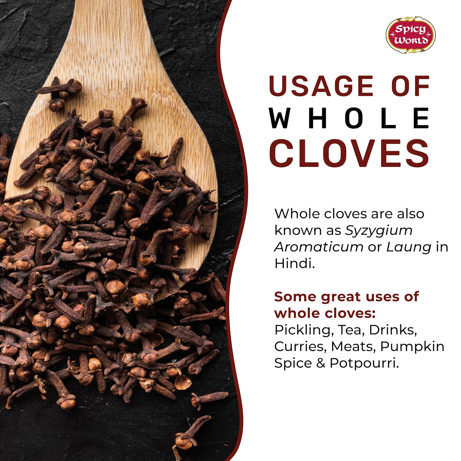 Spicy World Whole Cloves Bulk 14 Oz Bag - Premium Quality - Great for Foods, Clove Tea, Clove Pomander Balls & Potpourri - Aromatic & Richly Flavored Cloves Whole