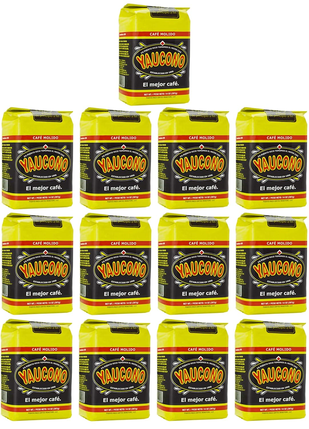 Yaucono Ground Coffee Bagged, 14 Ounce (Pack of 13)