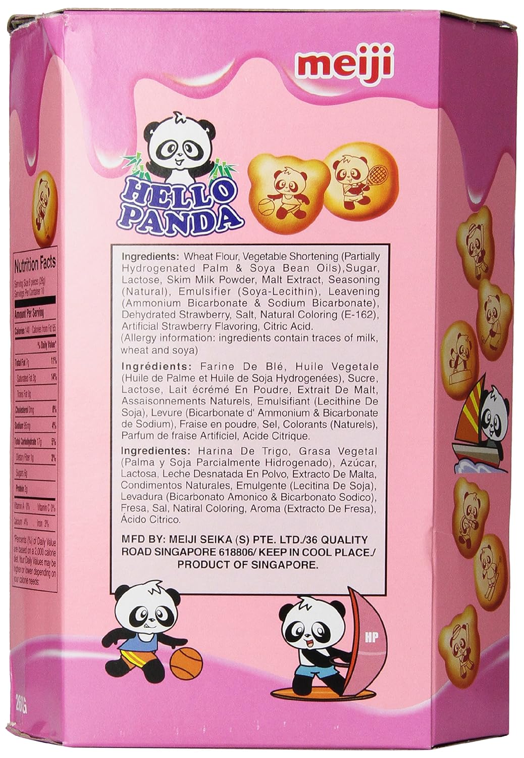 Meiji Hello Panda Cookies-L, Strawberry, 9.1 Ounce