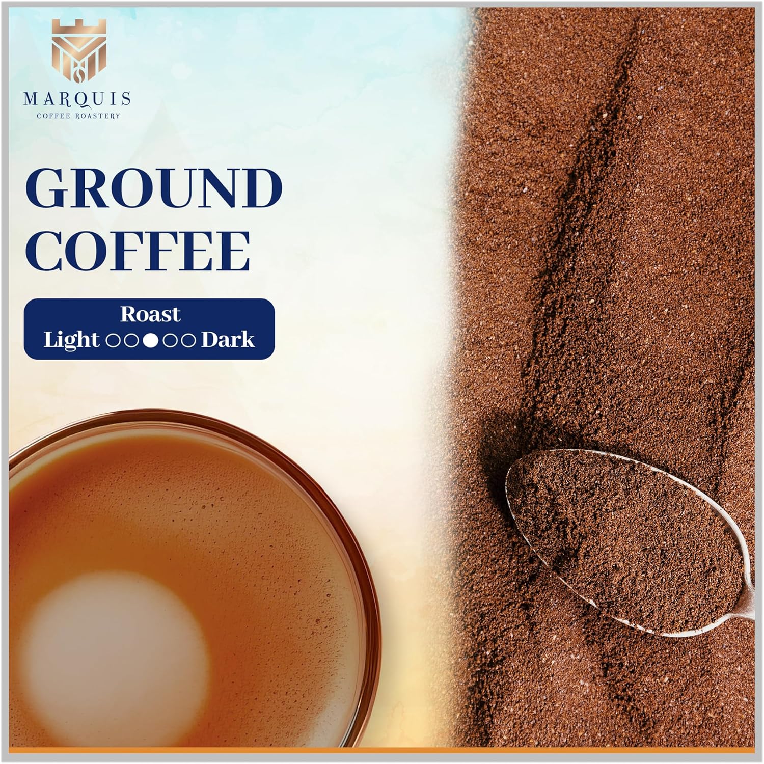 Marquis - Ethiopian Yirgacheffe Ground Coffee, Rich and Bold Ground Roast, Fresh Medium Roast with a Fruity Flavor, Premium Ethiopian Coffee, 1 lb