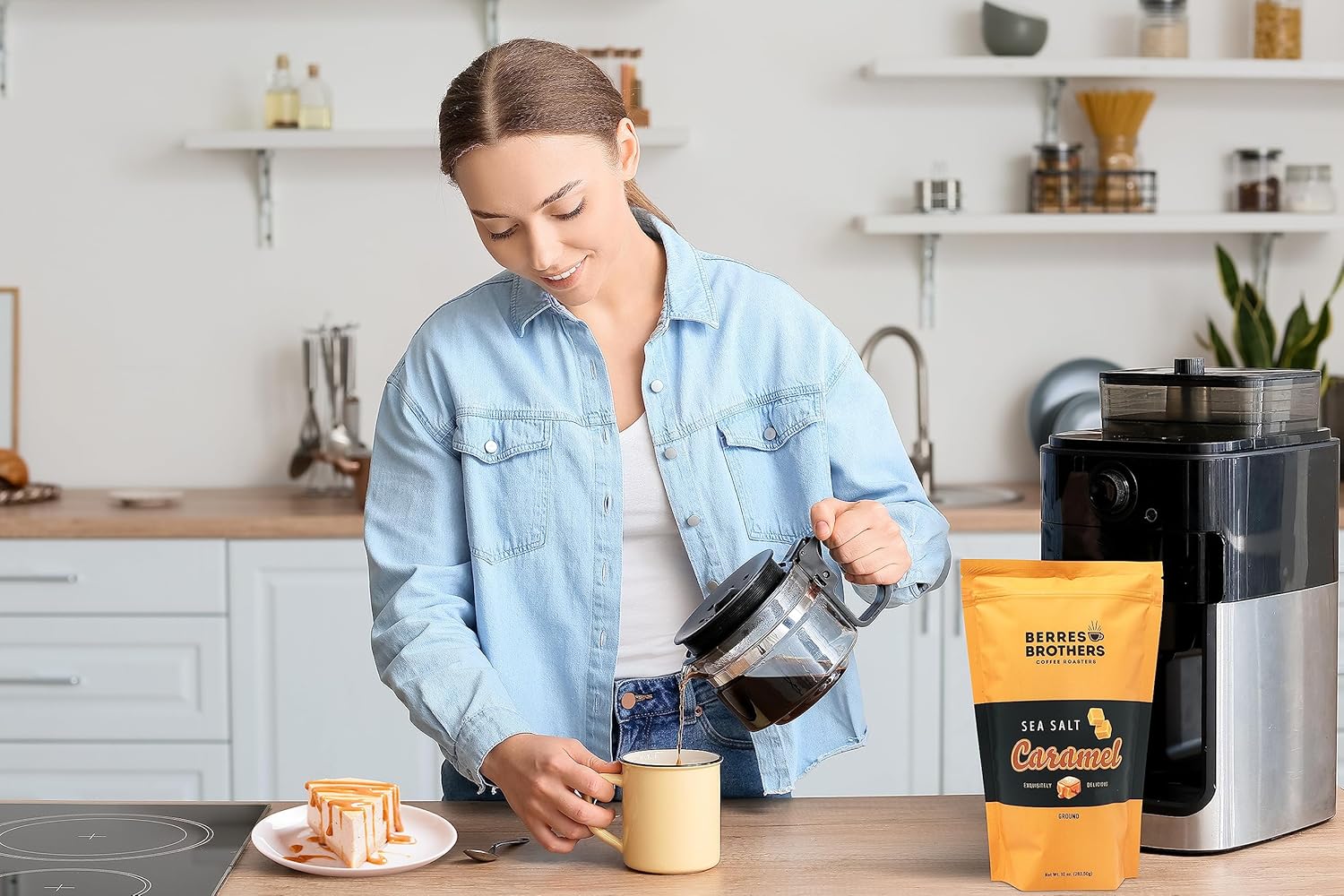 Berres Brothers Sea Salt Caramel Ground Coffee10 Ounce Bag Caramel Drizzle with a Pinch of Salt, Medium Roast, Caffeinated Flavored Coffee