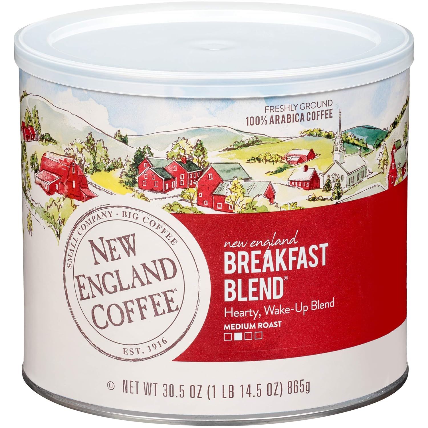 New England Coffee Breakfast Blend Medium Roast Ground Coffee, 30.5oz Can (Pack of 1)