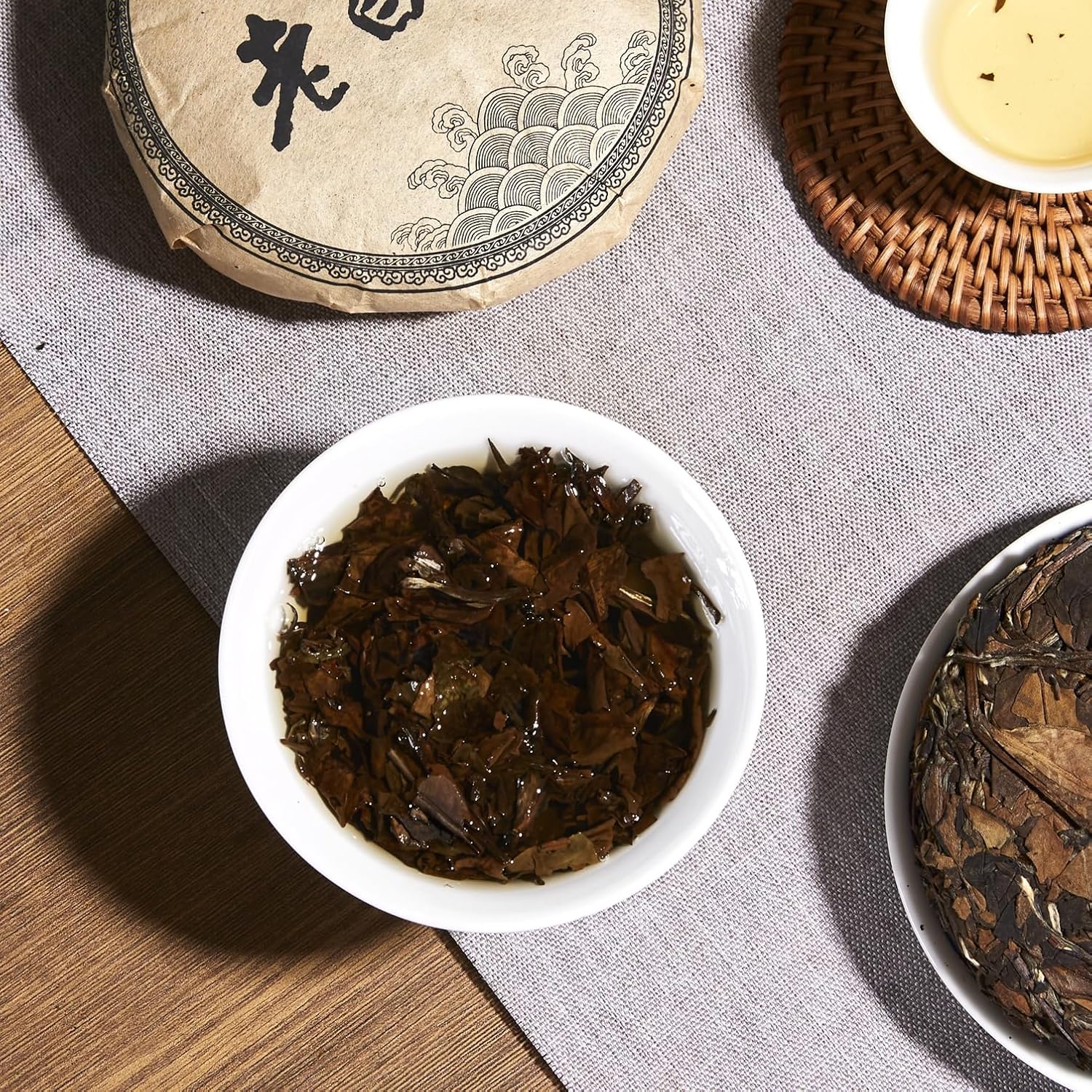 ChaWuWarmSun-ShouMei White Tea Cake,100g/3.52oz,FuDing Shou Mei Bai Cha Chinese Tea