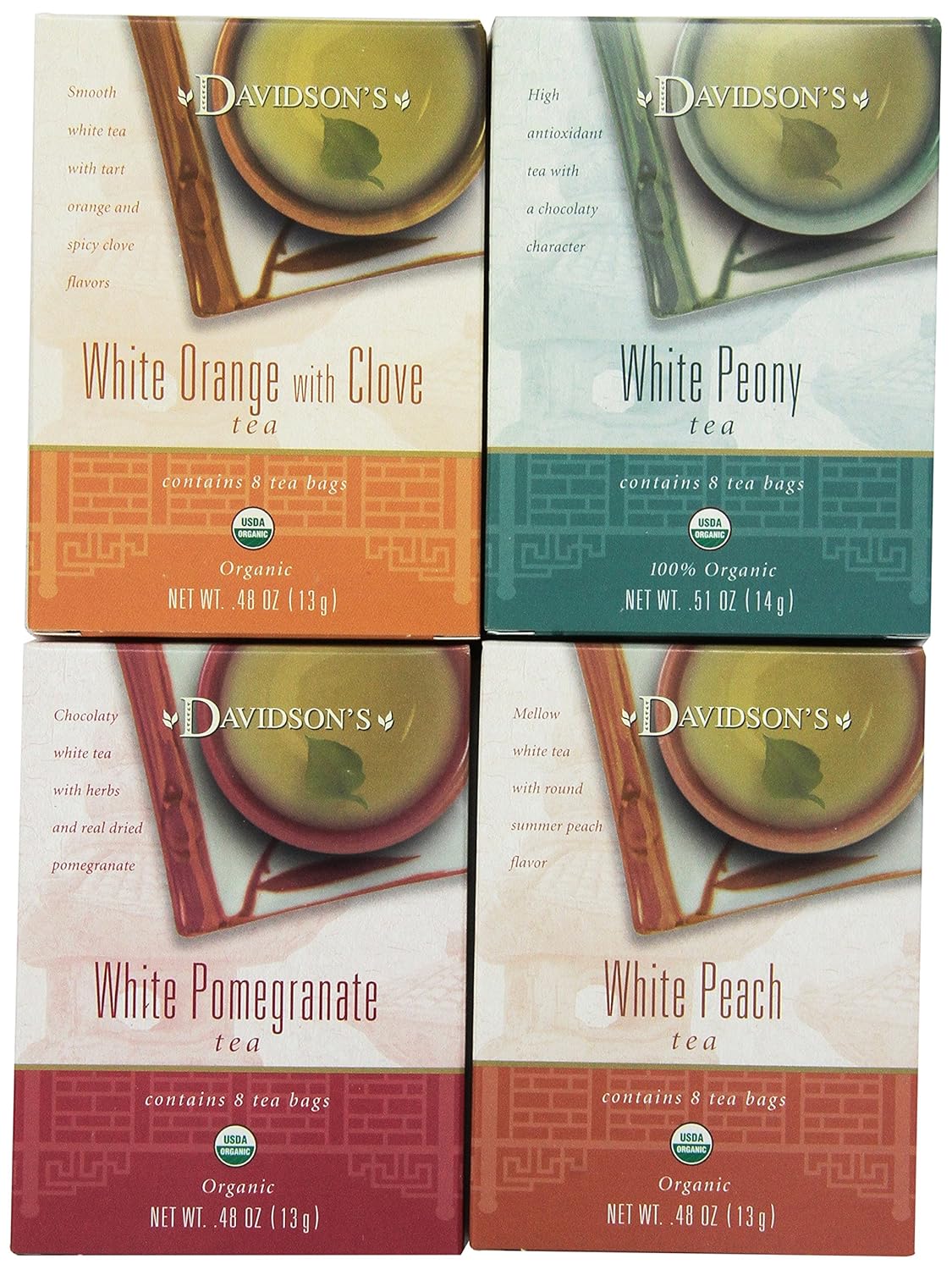 Davidson's Tea Assorted White, 8-Count Tea Bags (Pack Of 12)