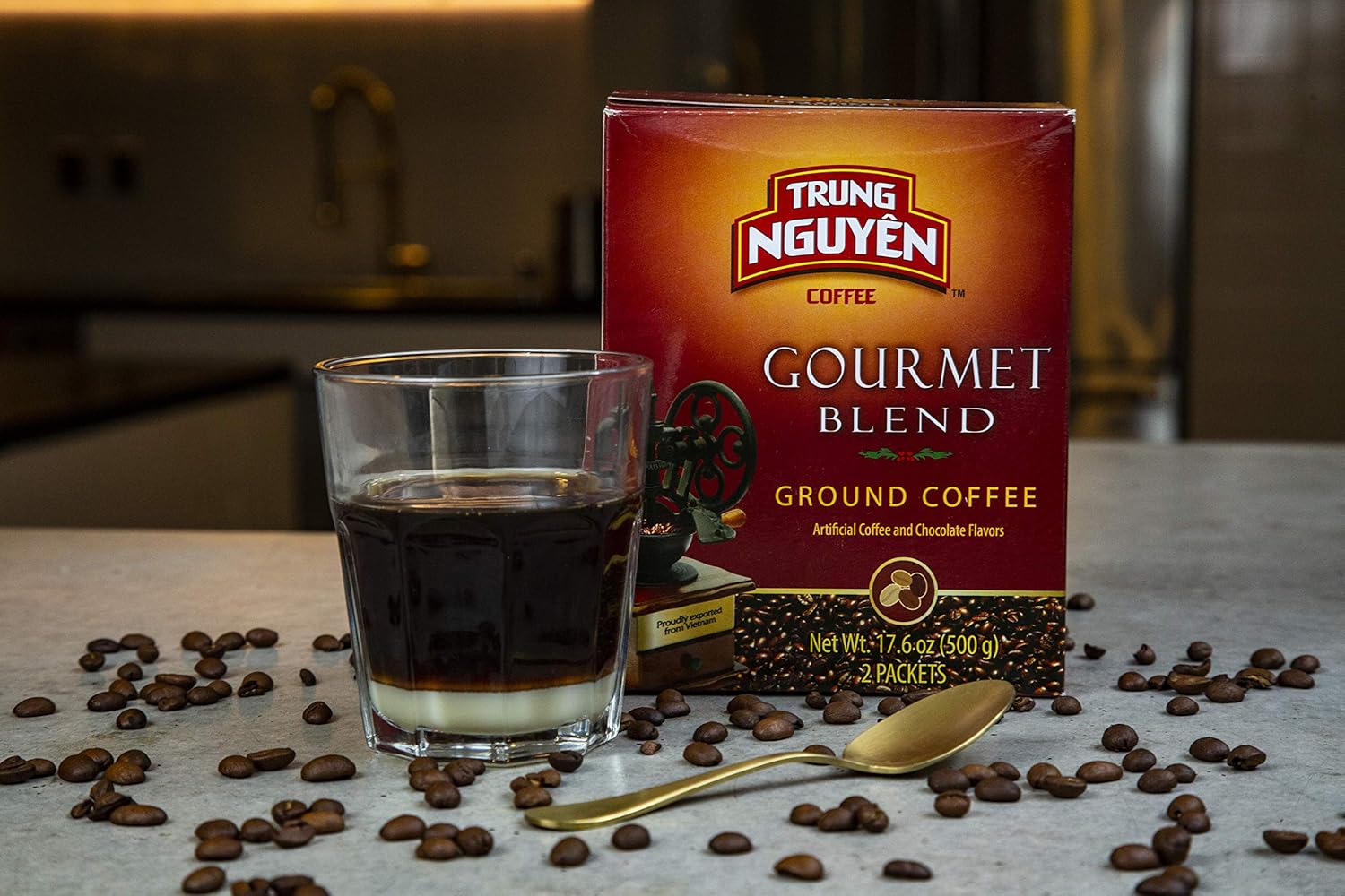 Trung Nguyen — Gourmet Blend — Roasted Ground Coffee Blend — Strong and Bold — Robusta, Arabica, Excelsa, & Catimor — Notes of Chocolate, Spices, & Fruit — Vietnamese Coffee 17.6oz (Pack of 2)