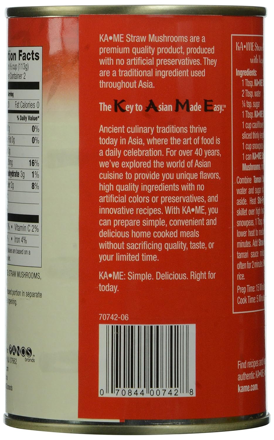 Ka-Me Stir-Fry Vegetables, Straw Mushrooms, 15 Ounce