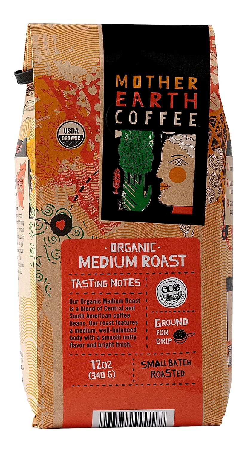 Mother Earth Organic Medium Roast 12oz Ground-Coffee for Goodness Sake-USDA Organic GROUND Coffee