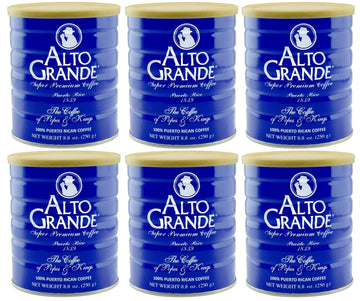 Alto Grande Super Premium Coffee Ground, Single Origin, Puerto Rico, 8.8 Ounce Canister (Pack of 6)