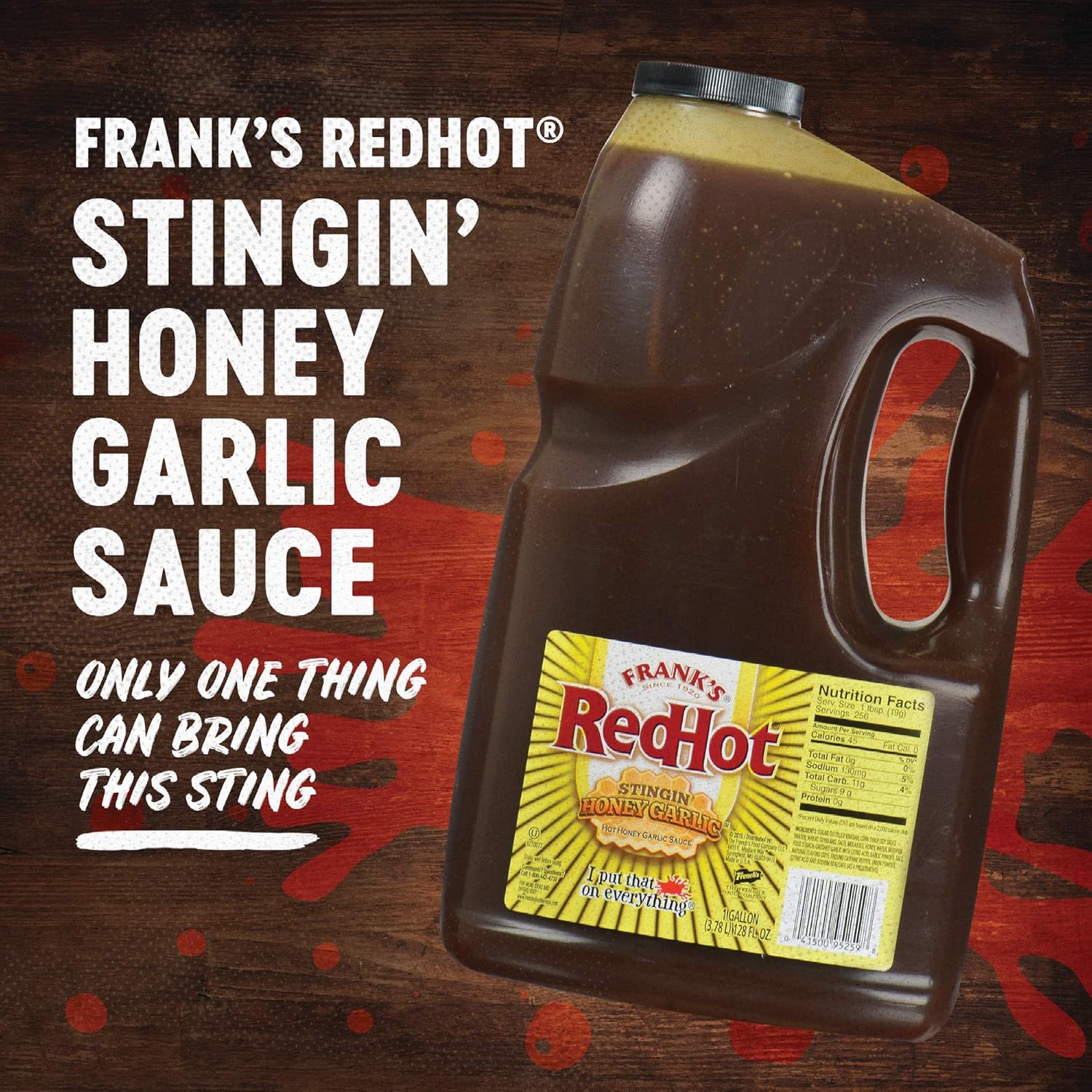 Frank's RedHot Stingin' Honey Garlic Sauce, 1 gal - One Gallon Bulk Container of Stingin' Honey Garlic Sauce for Entrees, Sides, Veggies, Wings, Bar Bites, and Dipping Sauces