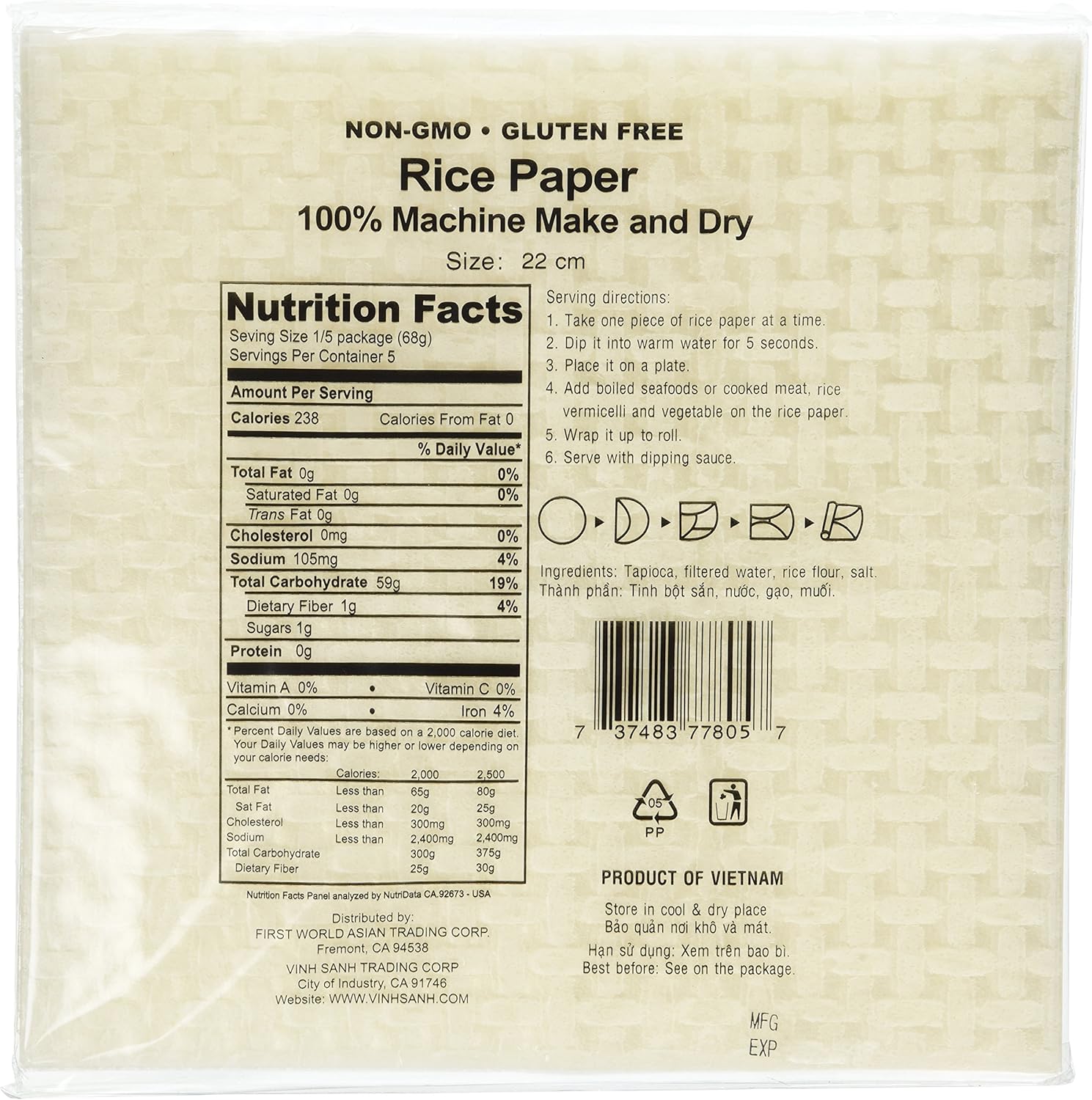 2 Packs Square Three Ladies Rice Paper Wrappers (22cm)