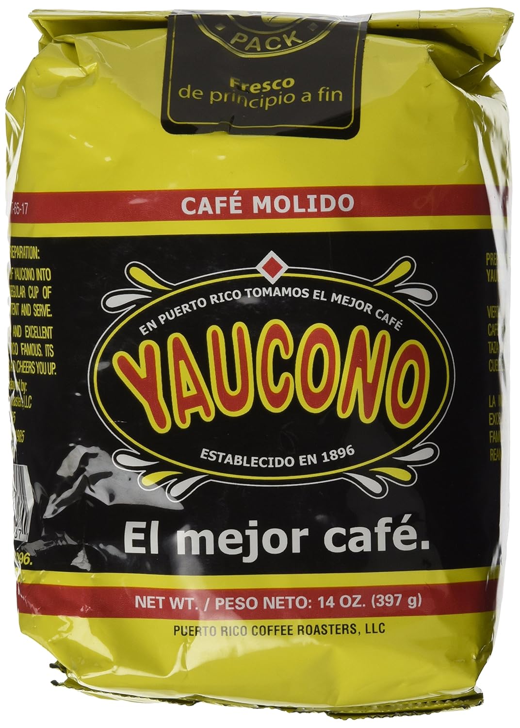 Yaucono Ground Coffee Bagged, Arabica Medium Roast, 14 Ounce (Pack of 1)