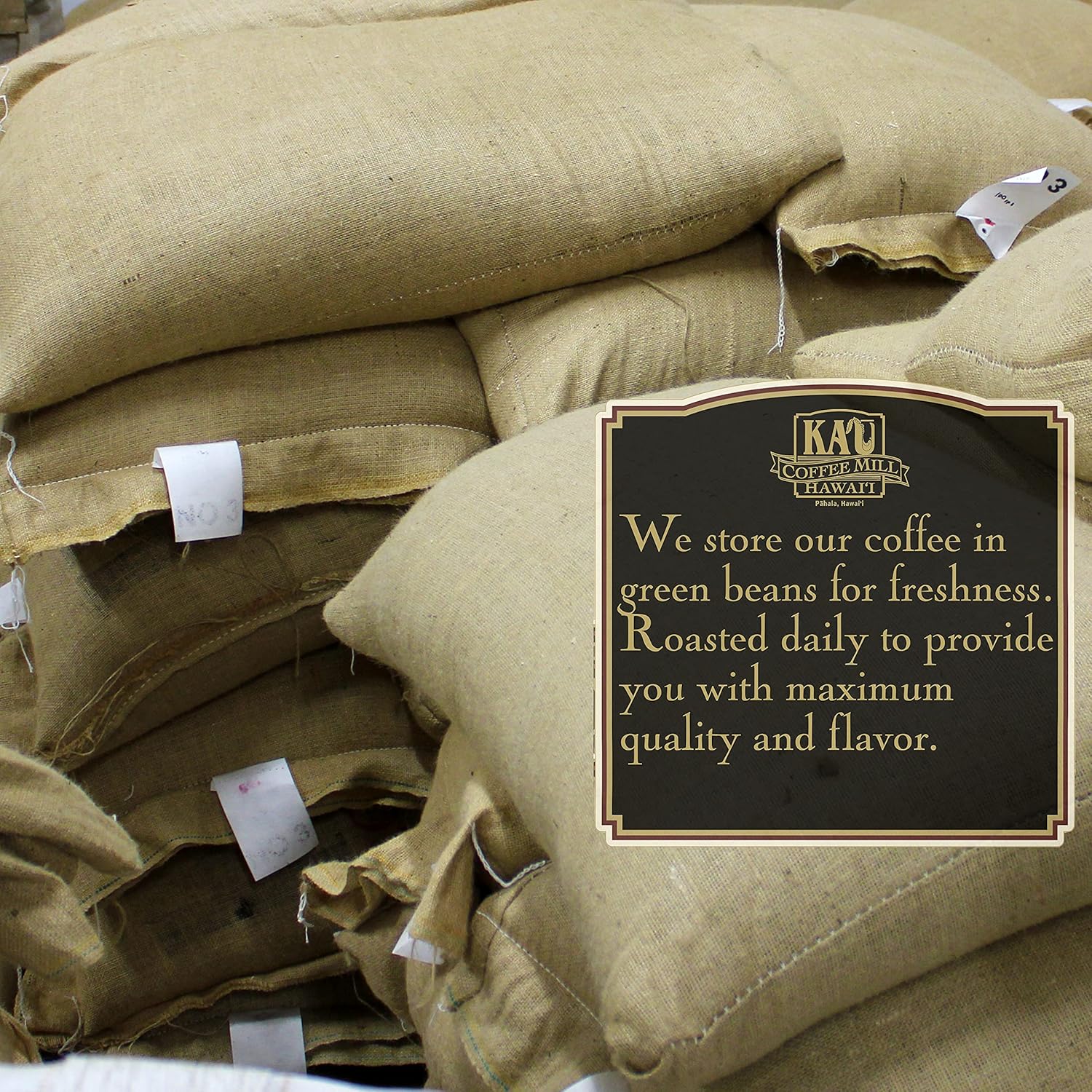 Ka'u Coffee Mill Handcrafted Coconut Caramel Crunch Flavored Coffee - Pure Kau Cafe from Hawaii Grown Arabica Beans - Gourmet Small Batch - 10oz