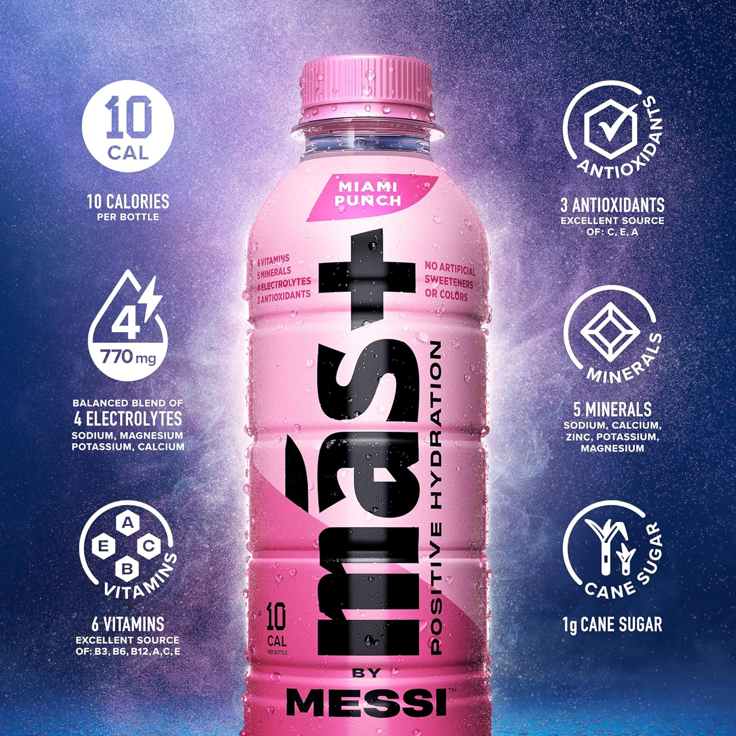 Más+ by Messi 16.9oz Miami Punch Sports Drink & Hydration Beverage, 12-pack