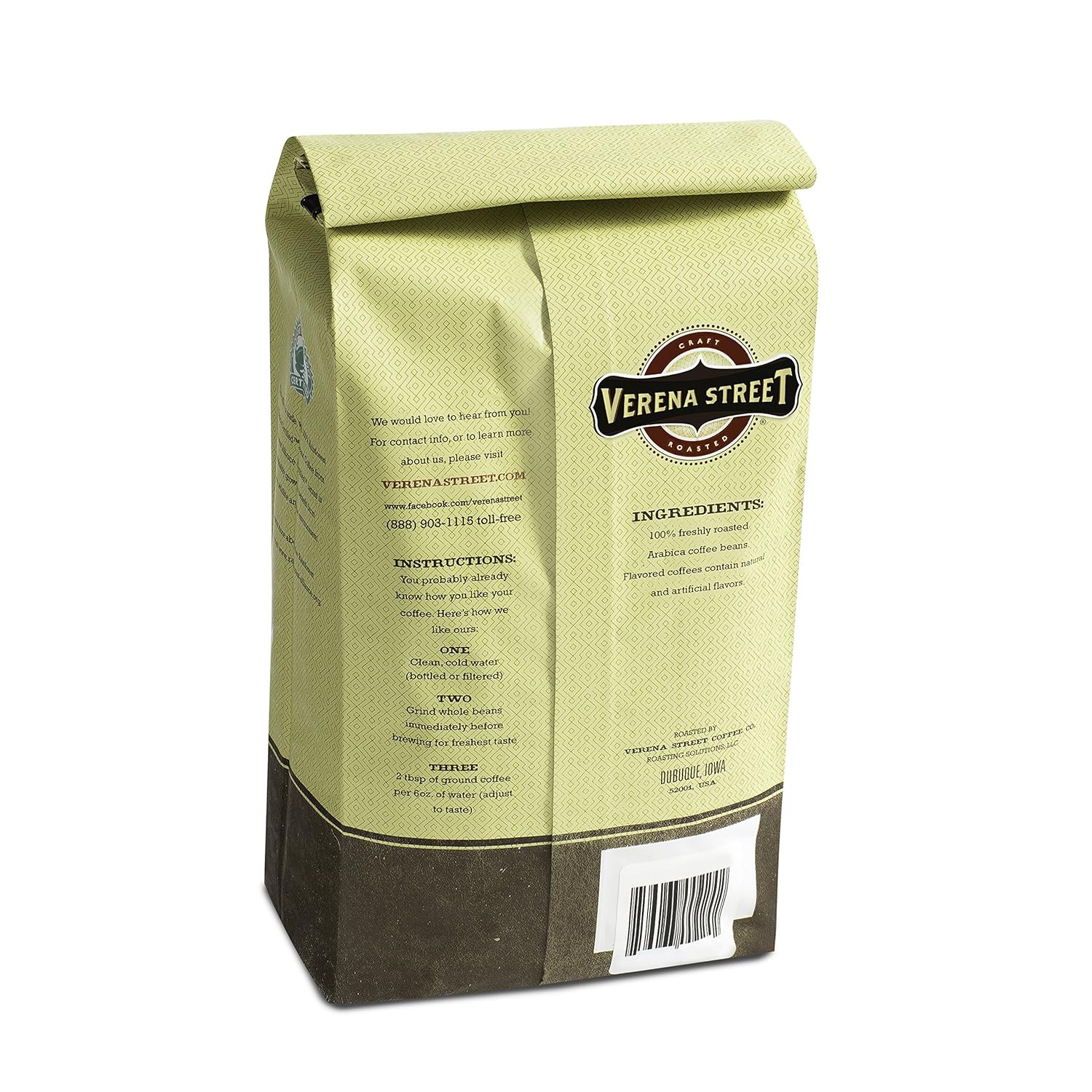 Verena Street 2 Pound Flavored Ground Coffee, Crop Circles Vanilla Hazelnut, Medium Roast, Rainforest Alliance Certified Arabica Coffee