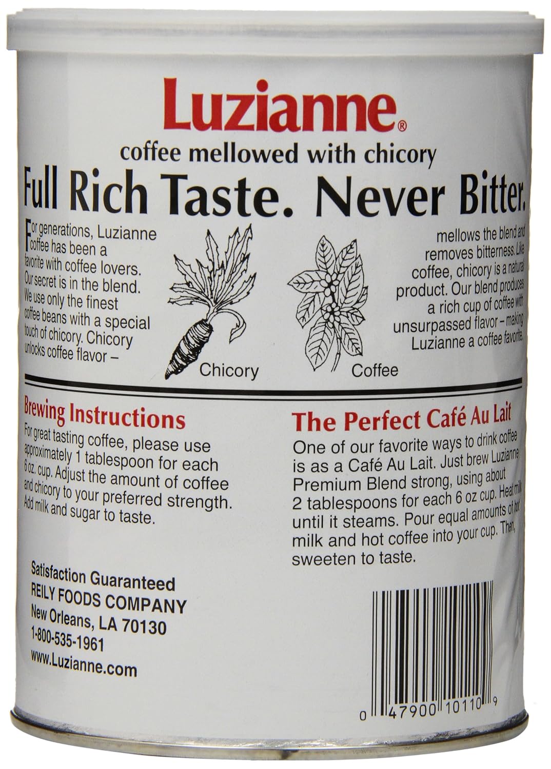 Luzianne Premium Blend Ground Coffee & Chicory, 16oz Canister (Pack of 3)