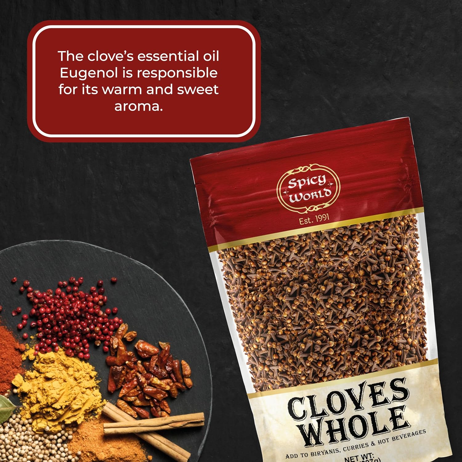 Spicy World Whole Cloves Bulk 14 Oz Bag - Premium Quality - Great for Foods, Clove Tea, Clove Pomander Balls & Potpourri - Aromatic & Richly Flavored Cloves Whole