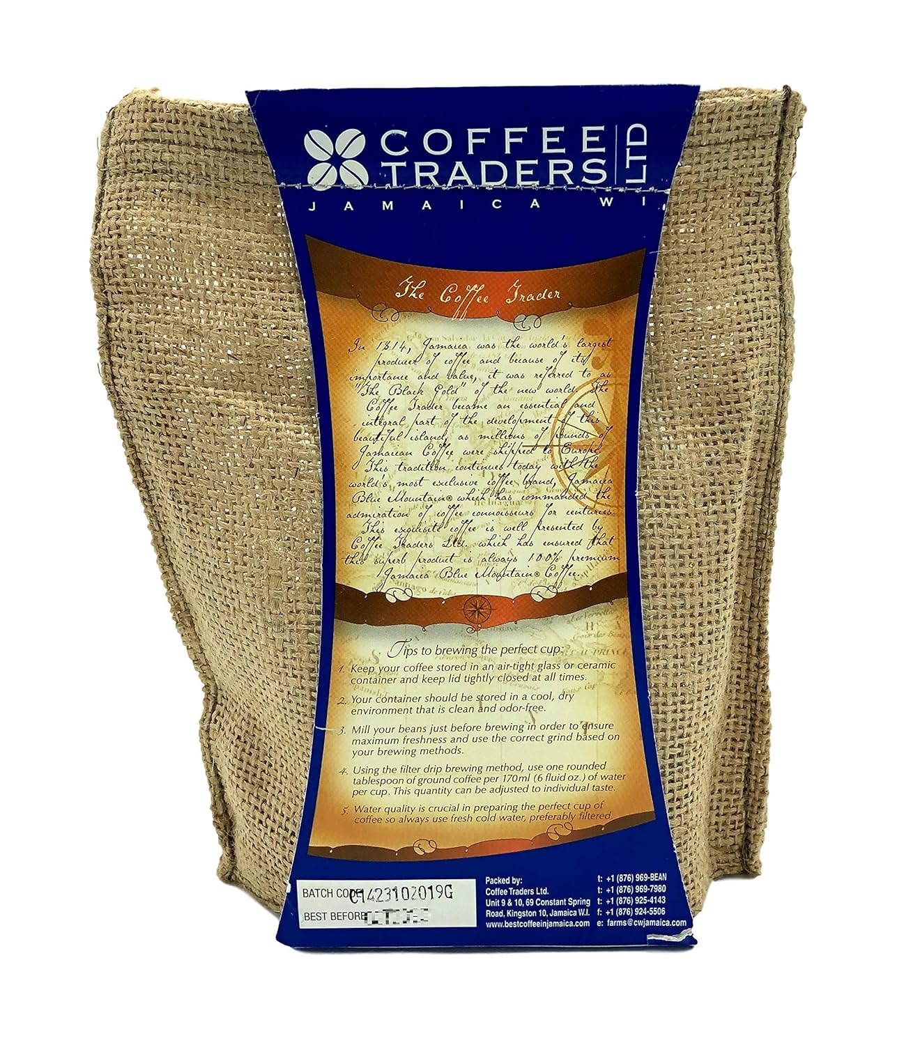 Coffee Traders One-hundred Percent Jamaica Blue Mountain Coffee with Certificate of Origin, Medium Roasted and Ground, 8 Ounce Bag